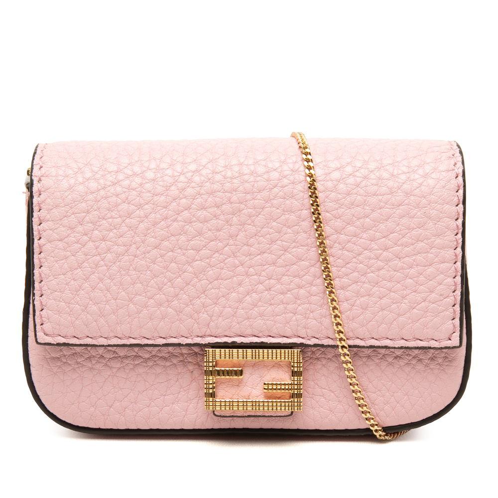 Pre-Loved Fendi Nano Grained Leather Baguette Charm Crossbody